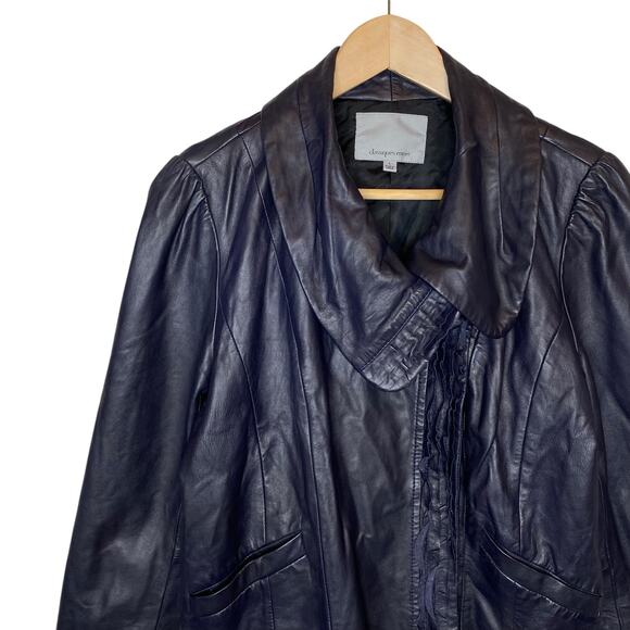 Classiques Entier Women’s Leather Moto Jacket Purple, size Large - Picture 2 of 7